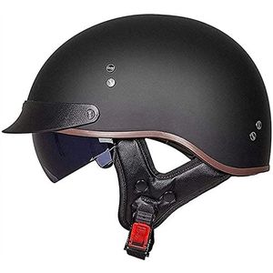 Halve Motorhelm, Retro Open Motorhelm Voor Heren, Scooterhelmen Motorkap Voor Mofa Crash Bromfiets Scootercruiser, DOT/ECE Goedgekeurd G,L