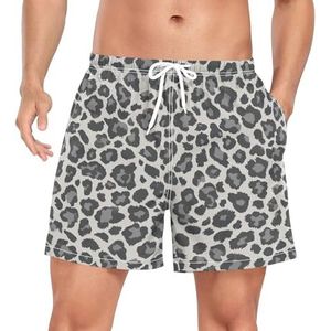 Niigeu Polka Dot Leopard Skin Print Zwembroek voor heren, sneldrogend, met zakken, Leuke mode, M