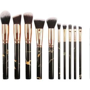 Kwastenset Professionele Make-up Kwastenset 10 Stuks Kwast Contour Blush Concealer Oogschaduw Make-Up Borstel Set(Black)