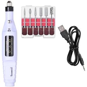 Nagelboormachineset Elektrische nagelschuurmachine Gellakremover Gereedschap Boormachine Manicure Nagelaccessoires(White)