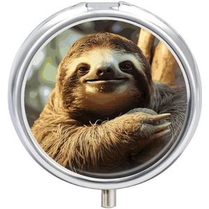 Grappige Luiaard Pillendoos Mini Pillendoosje Pocket Pil Case voor Mannen Reizen Pillendoos Leuke Pil Organizer 3 Compartiment Geneeskunde Pil Organizer Pil Container Pil Houder