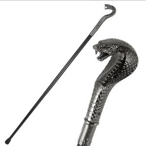 Vintage volledig metalen wandelstok Snake Head Walking Cane elegante prachtige gentleman metalen wandelstok for dagelijks gebruik, Drama, Wizarding Cosplay, Stage Prop (Color : Black)