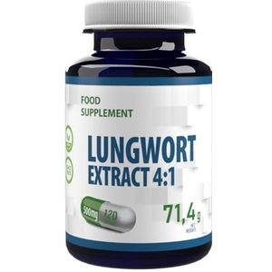 Longkruid Lungwort (Pulmonaria) 2000mg Equivalent (500mg 4:1 Extract) 120 Veganistische Capsules, Longondersteuning, Reiniging, Detox, Ademhaling