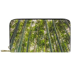 Bamboe bos natuur portemonnee lederen lederen rits lange portemonnee, Meerkleurig, 20.5x2.5x11.5cm/8.07x1x4.53 in, Klassiek