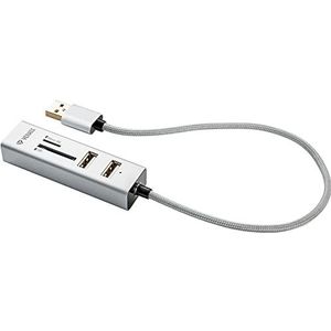 YENKEE_YHC 101SR Hub USB 2.0 en kaartlezer, plug & play, drie USB-poorten 2.0, USB COMBO HUB+reader