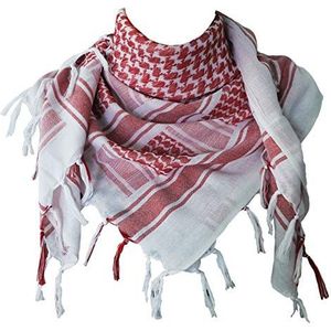 Explore Land Katoenen Militaire Shemagh Tactische Woestijn Keffiyeh Sjaal Wrap, Rood en Wit, One Size