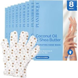 PLANTIFIQUE Hydraterend Handmasker 8 Handschoenen –Diep Hydraterende Handschoenen met Hyaluronzuur, Sheaboter & Macadamia – Voedende Vegan Handcrème, Verzachtende Anti-Aging