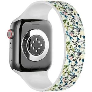 Solo Loop band compatibel met alle series Apple Watch 38/40/41mm (bloemen bloemen blauwe roos lelie madeliefje zonnebloem) rekbare siliconen band band accessoire, Siliconen, Geen edelsteen