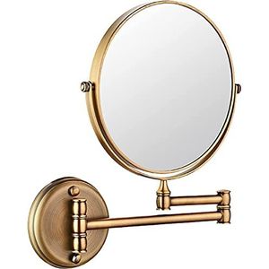 Make-up spiegel voor wandmontage, 360° draaibare vergrotingsspiegel, 8 inch (20,3 cm), badkamerspiegel met inklapbare uittrekbare zwenkarm, brons (kleur: messing, maat: 3x)