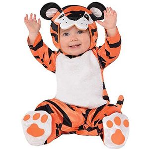 Amscan - Babykostuum tapende tijger, overall, capuchon, enkels, peuters, dier, carnaval, themafeest