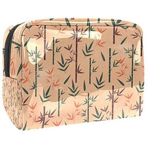 Draagbare make-up tas met rits reizen toilettas voor vrouwen handige opslag cosmetische zakje vintage bamboe groen paars oranje