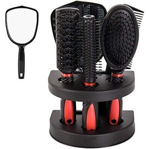 Healthcom Set van 5 Haarkammen Set Professionele Salon Haar Snijborstels Sets Salon Kappers Styling Tool Spiegel En Houder Stand Set Dressing Kam Kits voor