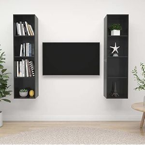 SMTSEC Wandgemonteerde tv-kasten 2 stuks hoogglans grijs ontworpen hout