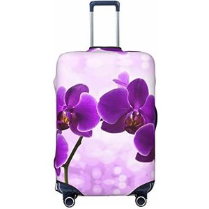 WOWBED Paarse bloem bedrukte koffer cover elastische reisbagagebeschermer past 45-70 cm bagage, Zwart, L