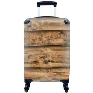 MuchoWow® Koffer - Plank - Hout - Retro - Past binnen 55x40x20 cm en 55x35x25 cm - Handbagage - Trolley - Fotokoffer - Cabin Size - Print