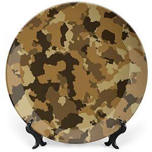 Bruine Militaire Camouflage Grappige Bone China Plaat Keramische Bone Plates Decoratieve Gift Voor Nieuw Huis, Kerstdag, Moederdag