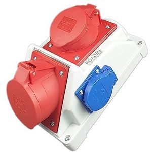 RoadEu - Wandcontactdooscombinatie - 32A 16A CEE Wandcontactdoos met Schuko 230V - Volledig Bedrade PCE Bouwstroomverdeler