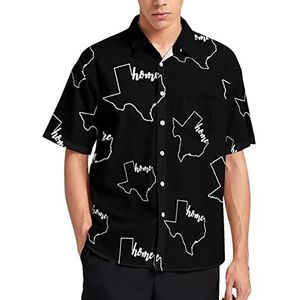 Texas Map Home Hawaiiaans shirt voor mannen zomer strand casual korte mouw button down shirts met zak