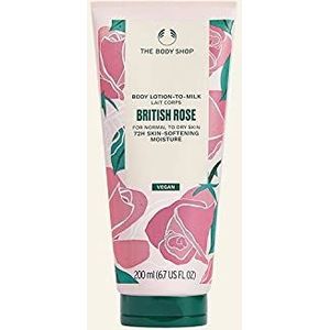 THE BODY SHOP British Rose Lotion aan melk 200ml VOOR NORMALE TE DROGEN SKINVEGAN72HR HUIDVERzacht VOCHT