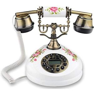Telefoon Telefoon Europese Retro Telefoon Vaste Massief Hout Crack-Vintage Telefoon Knop Wijzerplaat Vaste Vaste Lijn (C)
