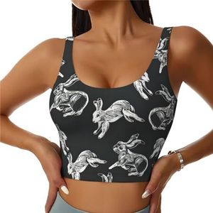 Konijn Print Casual Wear Vrouwen Sport Vest Yoga Vest Workout Vest Voor Vrouwen Lichtgewicht Trendy, Zwart, S