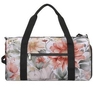 Pastelkleurige sporttas met bloemenpatroon, reistassen voor mannen en vrouwen, grote weekendtassen voor overnachting, plunjezak met schoenenvak voor training, stijl, één maat, Stijl, Eén maat