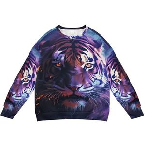 KAAVIYO Paars abstract tijger kinderen sweatshirt zachte lange mouwen pullover ronde hals tops shirts voor jongens meisjes, Patroon., S