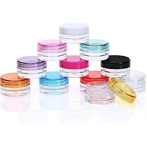 Aliotech 10pcs Lege Cosmetische Containers Ronde Cosmetische Monster Potten Potten Make-upcontainers Met Multi Color Top Deksel (5 Gram)