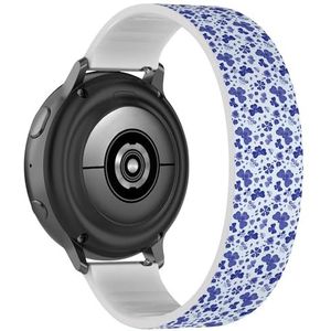 RYANUKA Solo Loop armband compatibel met Samsung Galaxy Watch 6 / Classic, Galaxy Watch 5 / PRO, Galaxy Watch 4 Classic (blauwe bloemen) rekbare siliconen band band accessoire, Siliconen, Geen
