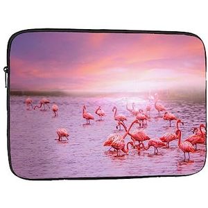 12 Inch Laptop Case Mouw Shockproof Slanke Lichtgewicht Voor Reizen Woon-werkverkeer Kantoor Zakenreis Roze Flamingo's Prints