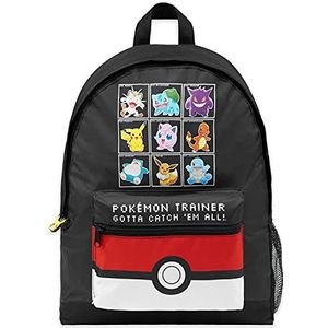 Pokémon kinderrugzak, schooltas met Pikachu Pokeball voor jongens, meisjes en tieners, Eevee, Zwart/Rood, Eén maat