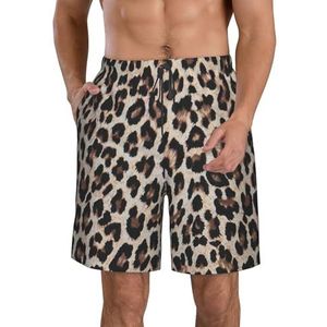 FRGMNT Luipaardprint Print Print Mannen Sneldrogende Zwemshorts Strand Korte Board Spa Trunks Stretchy Gym Shorts Surfen Korte, Luipaard Print Print, XXL