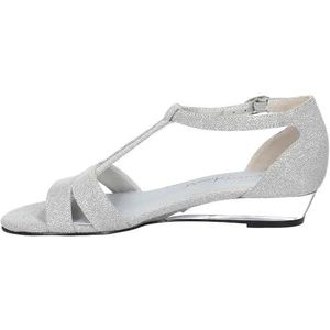 Easy Street Alora sandalen met sleehak voor dames, zilver glitter metallic, 39 EU Breed