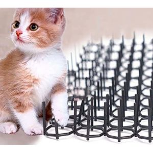 ALIGMA 2 stuks kattenspijker voor tuin, stekelstrook afschrikmiddel kat scat-matten plantenbeschermend net voor buiten tuin boerderij hek (kleur: zwart, maat: 42x34cm)