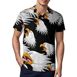 Bald Eagle Head Mascot Golfpolo voor heren, zomer, korte mouwen, casual, sneldrogende T-shirts, 4XL