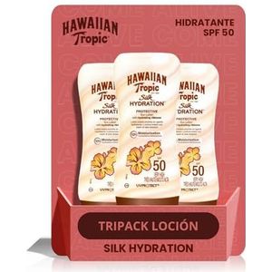 HAWAIIAN Tropic Silk Hydration - Solar Tropical en Loción con Cintas de Seda Hidratantes y Resistente al Agua Protección Spf 50, Crema, Pack 3 x 180 Mililitros, 540 Mililitros