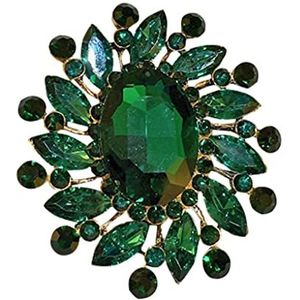 Broche Spelden Voor Dames Emerald Diamond-Studded Bloem Broche Vrouwelijke Accessoires Decoratie Parel Corsage Pin Retro Texture Broche Dames Art