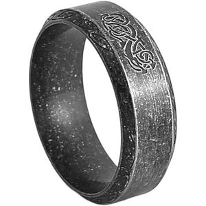 Mannen Vrouwen Viking Dragon Ring - Noordse Vintage 8MM RVS Keltische Draak Trouwring Ring - Paar Middeleeuwse Hip Hop Gotische Dieren Amulet Sieraden (Color : Black, Size : 11)