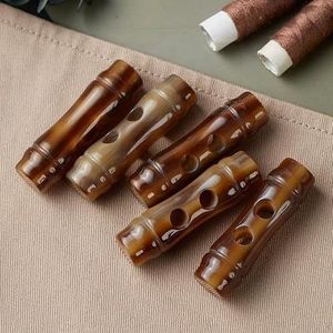 RZJHP 20 STKS 50 * 15mm Hars Bamboe Patroon Toggle Knoppen voor Vesten Olijf Knoppen Vintage Toggles Knoppen voor Jas Breien Zwarte Koffie