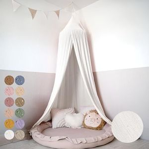 Lilimaus Baldakijn kinderkamer, 12 kleuren, 100% katoen bedhemel, mousseline, voor meisjes en jongens, babybedhemel als decoratie, gordijn voor kinderbed