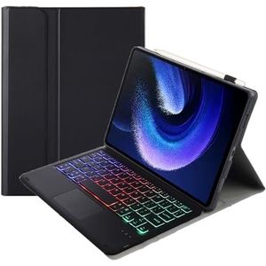 Toetsenbordhoes voor Xiaomi Mi Pad 6/6 Pro 11"" 2023, 7 kleuren achtergrondverlichting, Afneembaar Draadloos Toetsenbord met Slim Touchpad,zwart