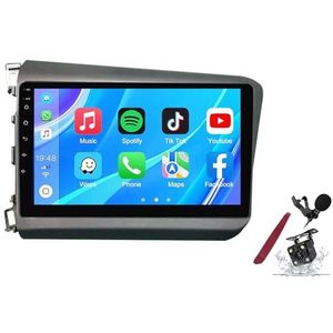 Android 14 Autoradio Sat Navi voor H-onda Civic (2012-2015) 9 Inch Touchscreen Multimedia Speler met Draadloze Carplay GPS Navigatie FM RDS Bluetooth 5G-WiFi SWC DSP,M120s