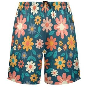LI ZHI XIN Herenpyjamabroek, korte pyjamabroek, zomer casual shorts, elastische tailleband met trekkoord, rechte losse pasvorm met 2 zakken, S-XXL kleurrijke bloemenpatronen, Meerkleurig, S