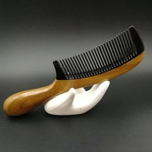 Geen statische haarkam ontwarrende fijne tanden houten haarkammen groene sandelhout buffel cadeau voor mannen vrouwen en kinderen (maat : A)