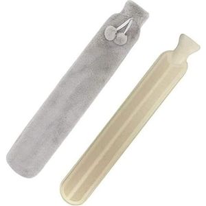 Warmwaterkruiken, warme waterzak, schouderpijn en handvoetenwarmer, warmwaterkruik Hot Pack waterzak lange waterfles met draagbare zachte pluche hoes 2l grijs,