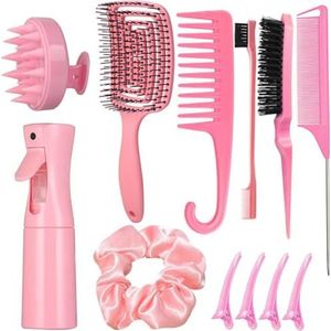 Shixiaodan Haarkam en haarborstel voor dames, professionele kapsalon, styling, haarborstelset, geschikt voor krullend haar