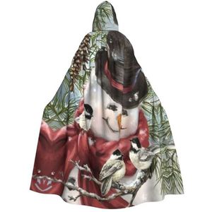 WURTON Sneeuwpop en vogel carnaval cape met capuchon voor volwassenen, heks en vampier cosplay kostuum, mantel, geschikt voor carnavalsfeesten, 190 cm