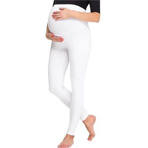 Be Mammy Vrouwen Zwangerschap Zwangerschaps Lange Legging BE20-257 (Wit, L)