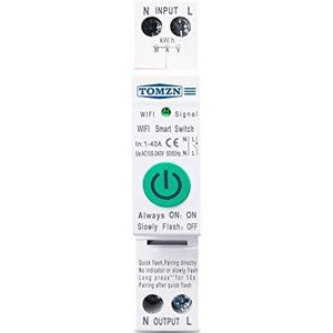 GFGWXMQB 40A WiFi Smart Switch, 1P+N, energiemeter, KWh-bewaking, stroomschakelaar, timer, MCB-relais, Smartlife