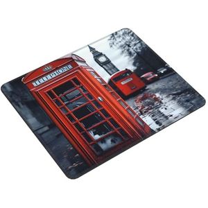 Engeland UK Retro Londen Telefoon Print Muismat met Antislip Rubberen Basis Computer Muismat Leuke Muismat voor Kantoor Thuis 21,1 x 26,2 cm